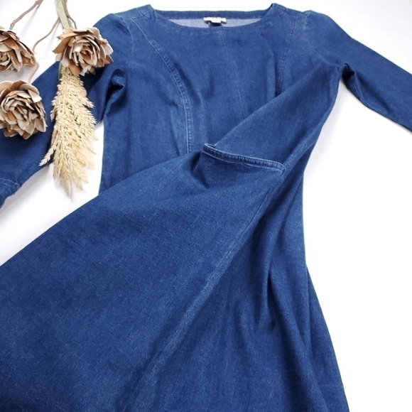 New J. Jill Denim Sheath Chambray Midi Dress Size XS - Picture 11 of 14